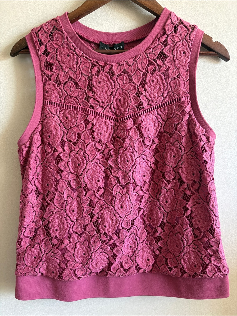 Laundry by Shelli Segal Pink Floral Lace Sleeveless Top Large
